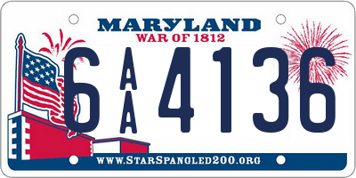 MD license plate 6AA4136