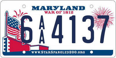 MD license plate 6AA4137