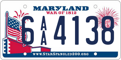 MD license plate 6AA4138