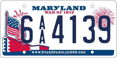 MD license plate 6AA4139