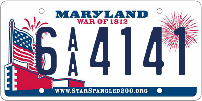 MD license plate 6AA4141