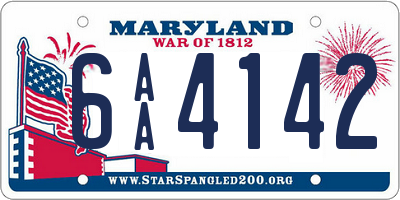 MD license plate 6AA4142