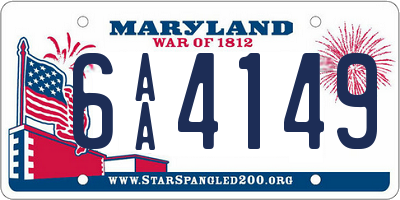 MD license plate 6AA4149