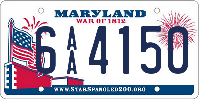 MD license plate 6AA4150