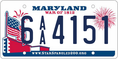 MD license plate 6AA4151