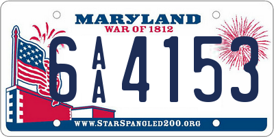 MD license plate 6AA4153