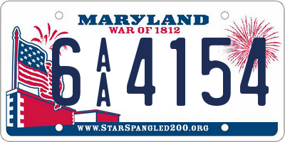 MD license plate 6AA4154