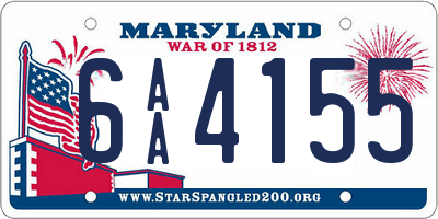 MD license plate 6AA4155