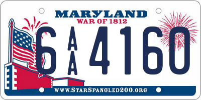 MD license plate 6AA4160