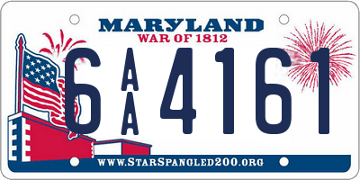 MD license plate 6AA4161