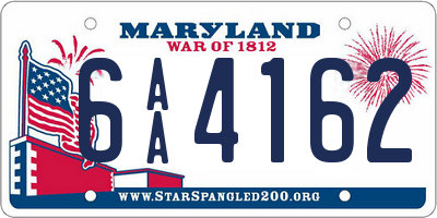 MD license plate 6AA4162