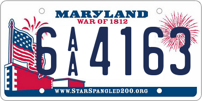 MD license plate 6AA4163