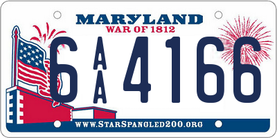 MD license plate 6AA4166