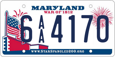 MD license plate 6AA4170