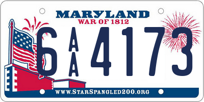 MD license plate 6AA4173