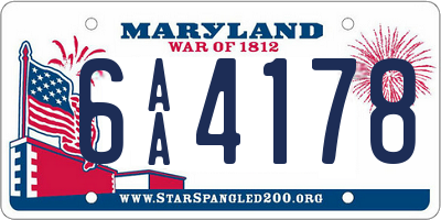 MD license plate 6AA4178