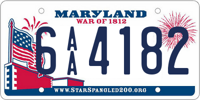 MD license plate 6AA4182