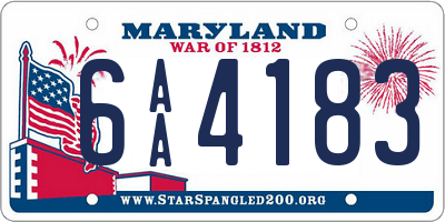 MD license plate 6AA4183