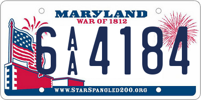 MD license plate 6AA4184