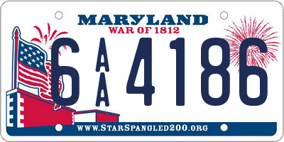 MD license plate 6AA4186