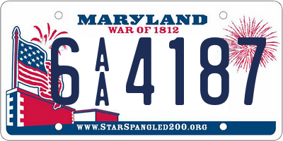 MD license plate 6AA4187