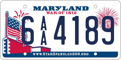 MD license plate 6AA4189