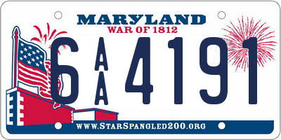 MD license plate 6AA4191