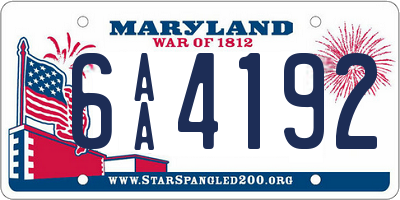 MD license plate 6AA4192