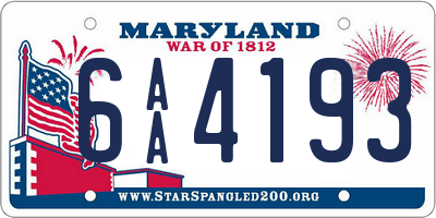 MD license plate 6AA4193