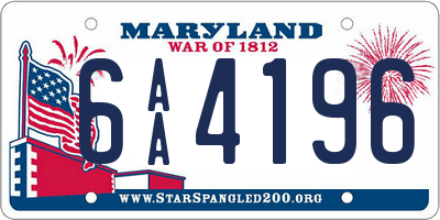 MD license plate 6AA4196