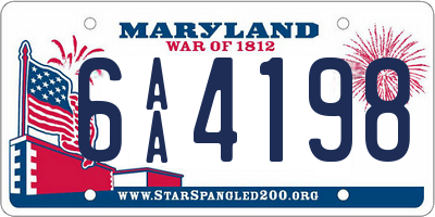 MD license plate 6AA4198