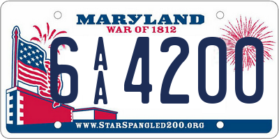 MD license plate 6AA4200