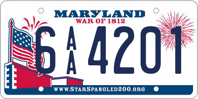 MD license plate 6AA4201