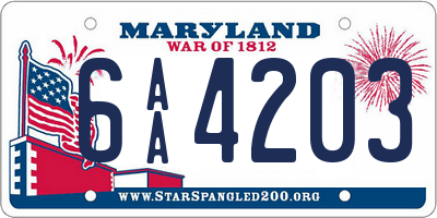 MD license plate 6AA4203