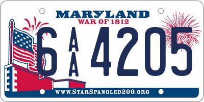 MD license plate 6AA4205