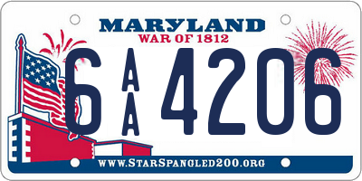 MD license plate 6AA4206