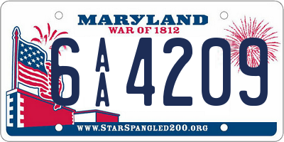 MD license plate 6AA4209