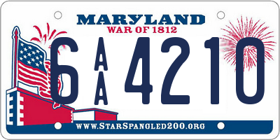 MD license plate 6AA4210