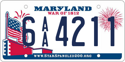 MD license plate 6AA4211