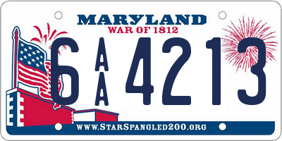 MD license plate 6AA4213