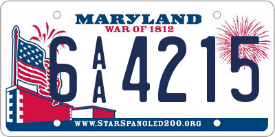 MD license plate 6AA4215