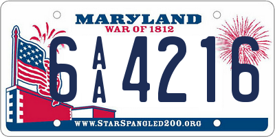 MD license plate 6AA4216