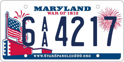 MD license plate 6AA4217