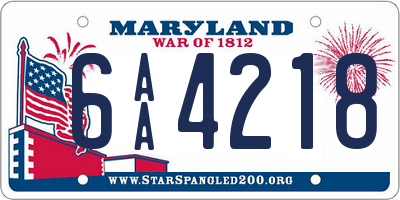 MD license plate 6AA4218