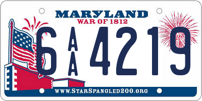 MD license plate 6AA4219