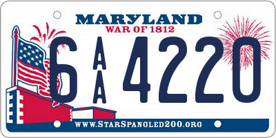 MD license plate 6AA4220