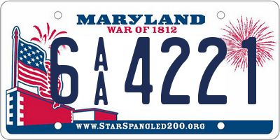 MD license plate 6AA4221