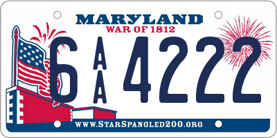 MD license plate 6AA4222