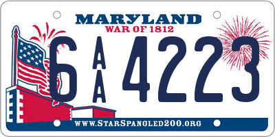 MD license plate 6AA4223