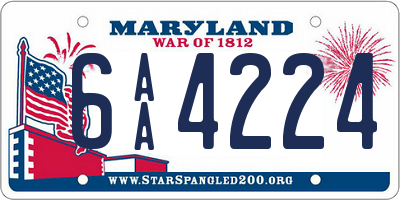 MD license plate 6AA4224